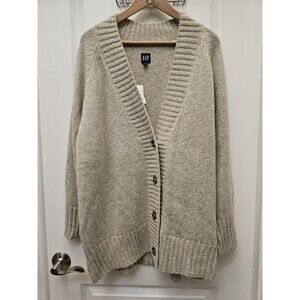 ​Gap Oversized Alpaca Wool Blend Cardigan Sweater Women’s Large Petite Tan NWT